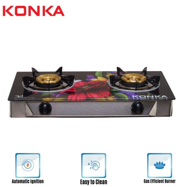 KGLPG602-3D KONKA GAS STOVE -GLASS TOP DOUBLE BURNER (LPG)