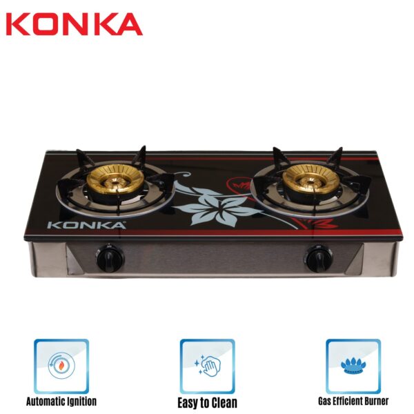 KGLPG603-2D KONKA GAS STOVE -GLASS TOP DOUBLE BURNER (LPG)