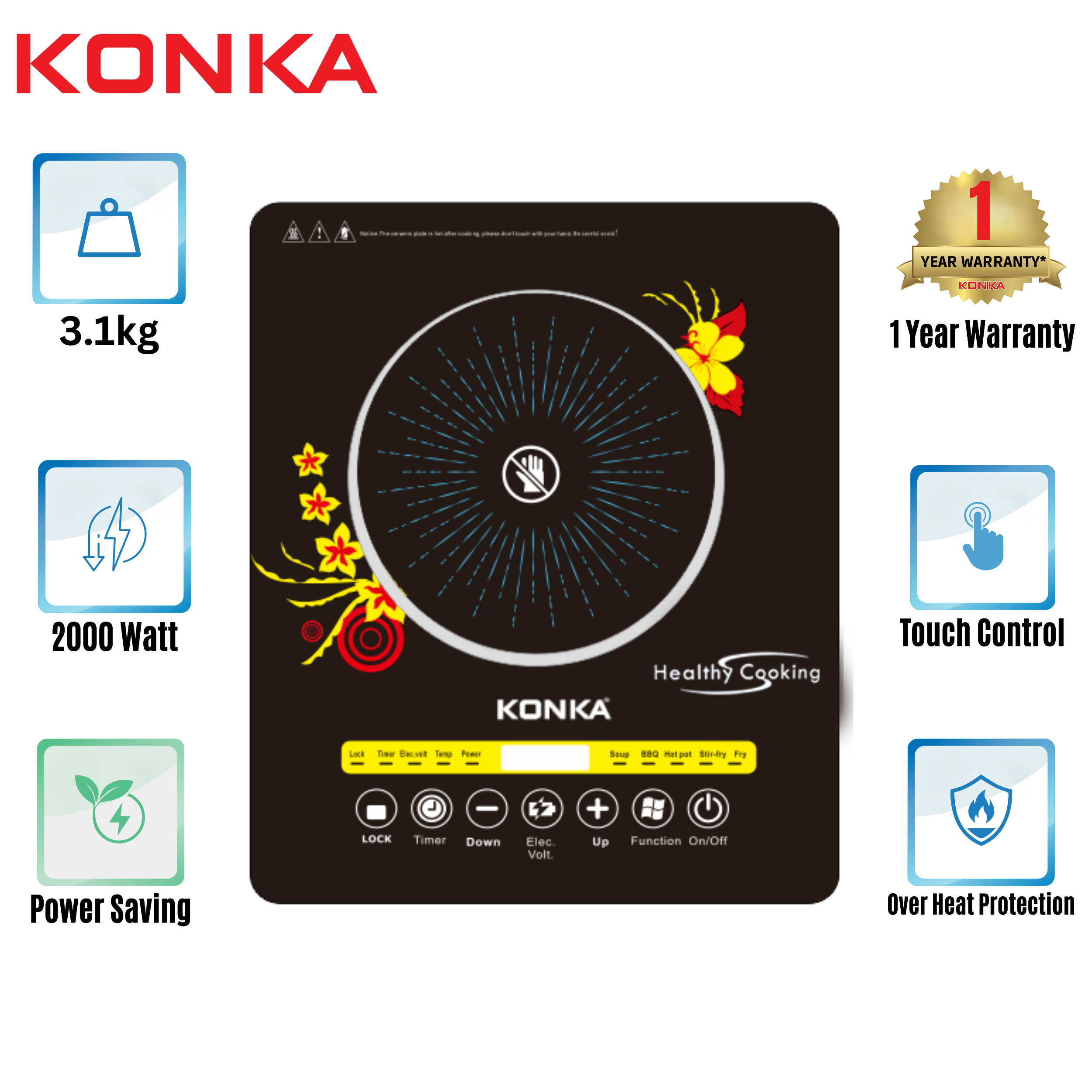 KONKA Infrared Cooker -Power Saving KIC-178(2000W) KONKA Infrared Cooker -Power Saving KIC-178(2000W)