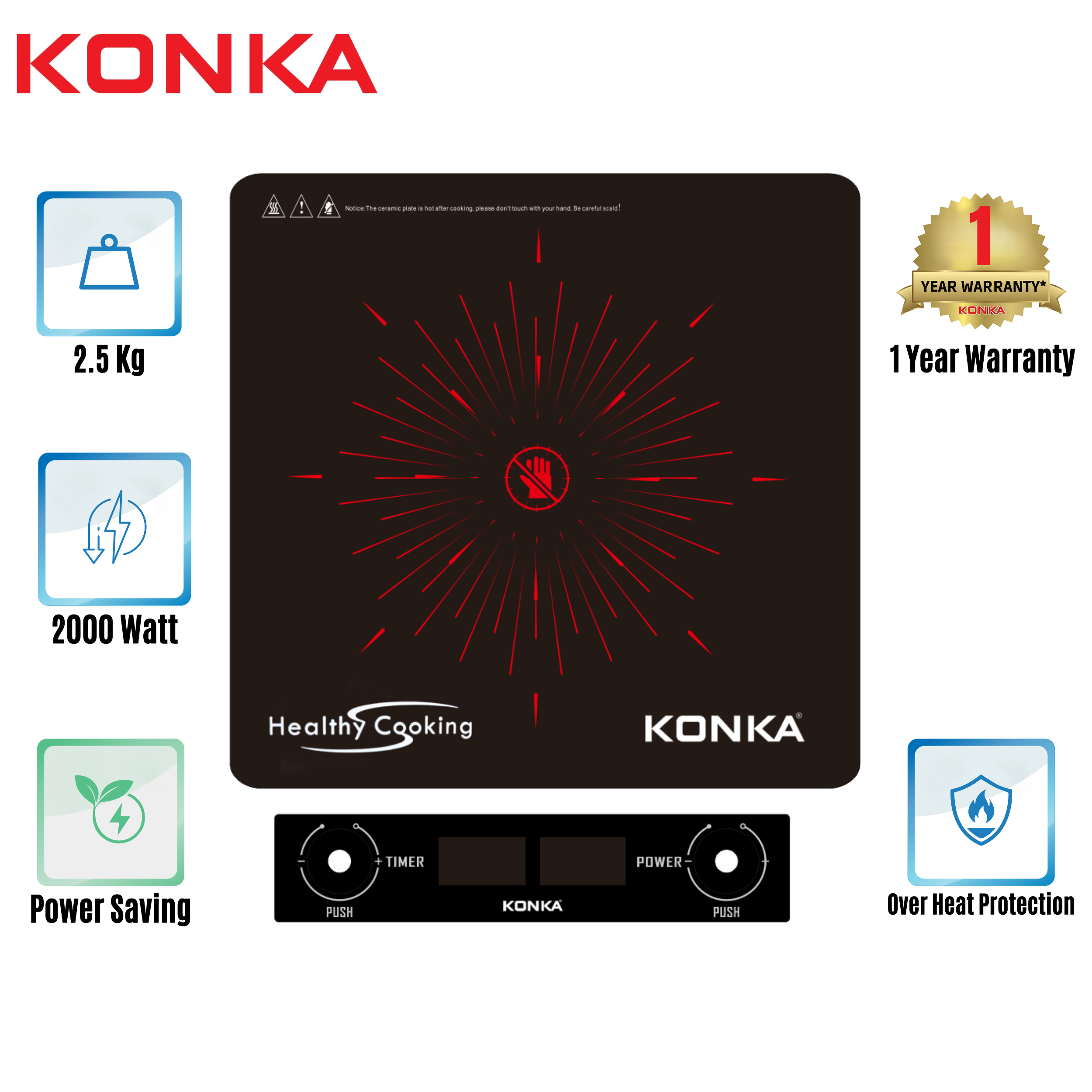 KONKA Infrared Cooker -Power Saving KIC-198(2000W) KONKA Infrared Cooker -Power Saving KIC-198(2000W)