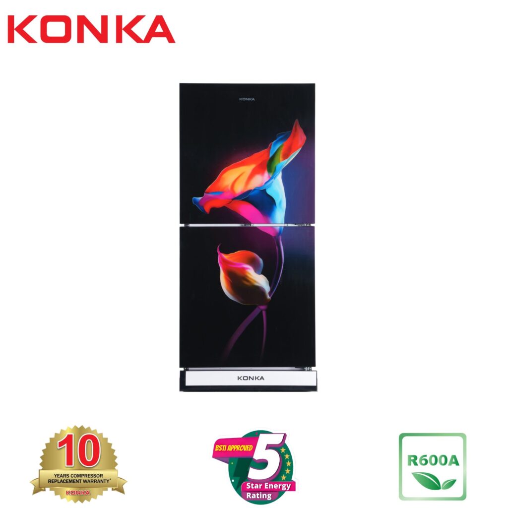 KONKA Refrigerator-KRB-190GB-3D Black Levitae-2-Door, Bottom Freezer (190 Ltr)