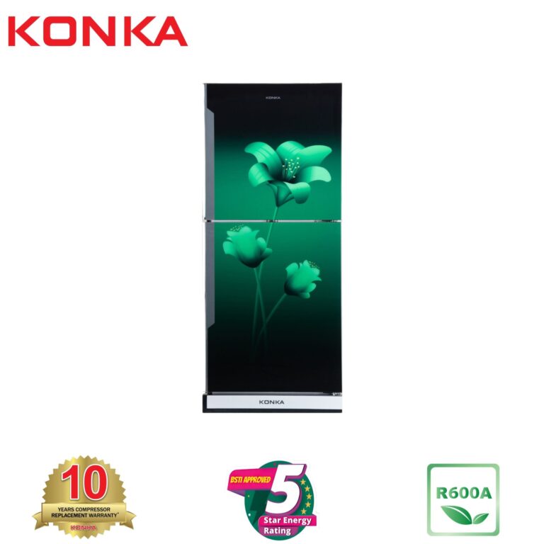 KONKA Refrigerator-KRB-190GB-3D Green Lily-2-Door, Bottom Freezer (190 Ltr)