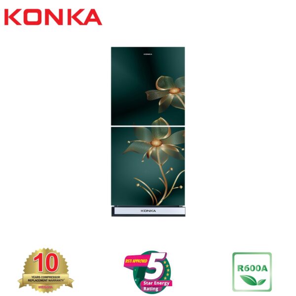 KONKA Refrigerator-KRB-190GB-3D Greenish Blue Nelumbo-2-Door, Bottom Freezer (190 Ltr)