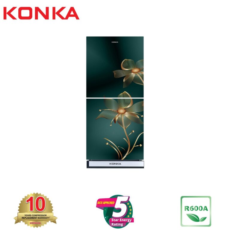 KONKA Refrigerator-KRB-190GB-3D Greenish Blue Nelumbo-2-Door, Bottom Freezer (190 Ltr)