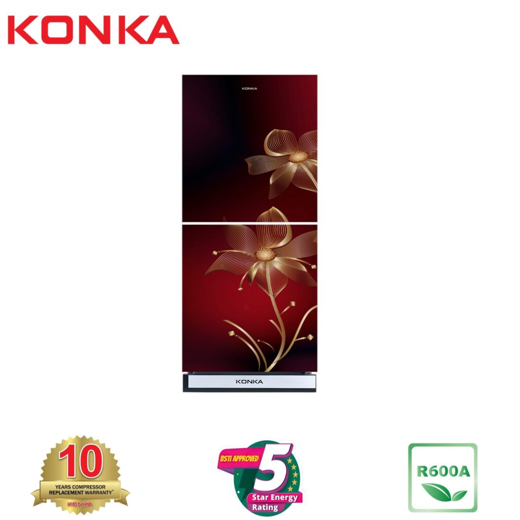 KONKA Refrigerator-KRB-190GB-3D-Maroon Nilumbo-2-Door, Bottom Freezer (190 Ltr)