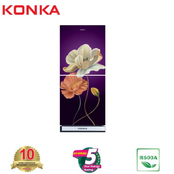 KONKA Refrigerator-KRB-190GB-3D Purple Magnolia-2-Door, Bottom Freezer (190 Ltr)