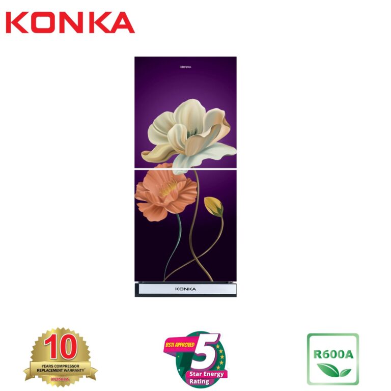 KONKA Refrigerator-KRB-190GB-3D Purple Magnolia-2-Door, Bottom Freezer (190 Ltr)