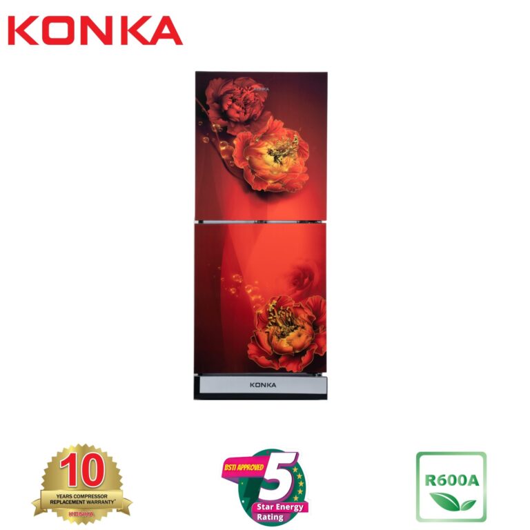 KONKA Refrigerator-KRB-190GB-3D Red Peony-2-Door, Bottom Freezer (190 Ltr)