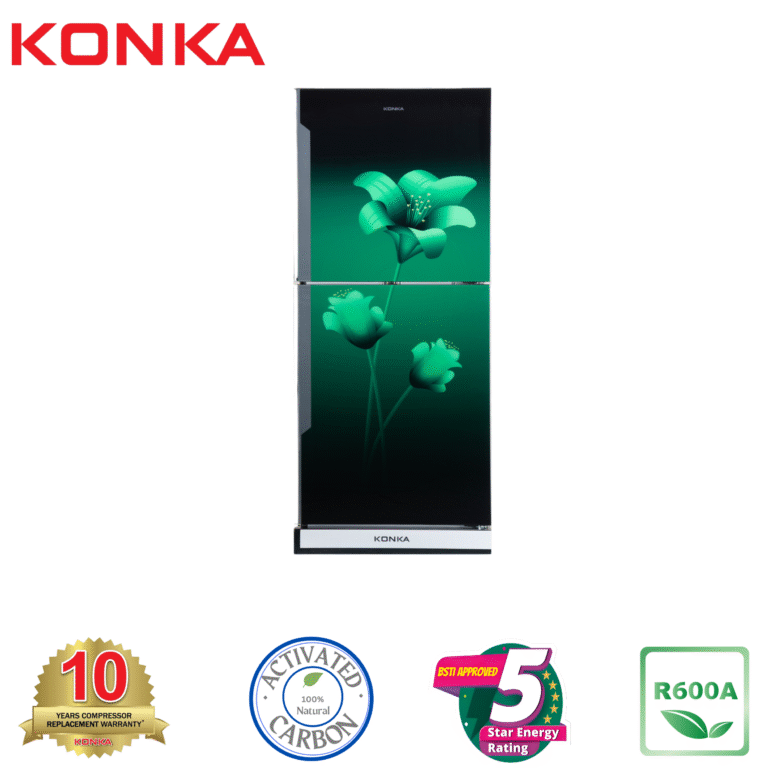 KONKA Refrigerator-KRB-200GB-2-Door, Bottom Freezer (200 Ltr) 3D Green Lily