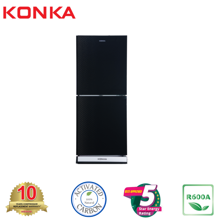 KONKA Refrigerator-KRB-200GB-2-Door, Bottom Freezer (200 Ltr) Black Texture