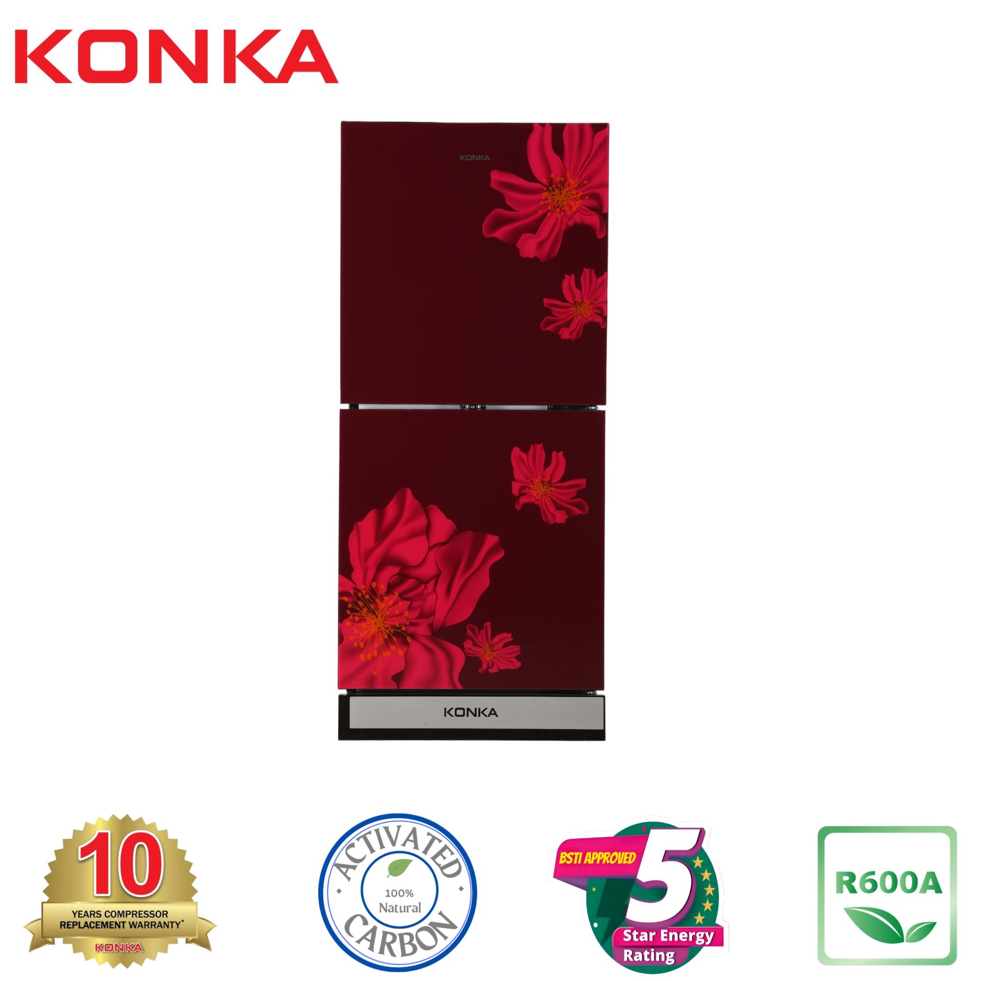 KONKA Refrigerator-KRB-200GB-Red Sakura-2-Door, Bottom Freezer (200 Ltr) KONKA Refrigerator-KRB-200GB-Red Sakura-2-Door, Bottom Freezer (200 Ltr)