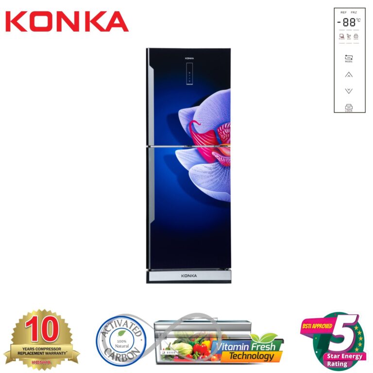 KONKA Refrigerator-KRB-270EVB-3D Blue Iris, Bottom Freezer, with Digital Display (270 LTR)