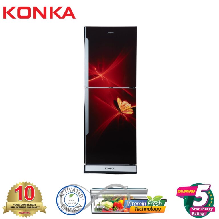 KONKA Refrigerator-KRB-270VB-3D Red Butterfly,Bottom Freezer (270 LTR)