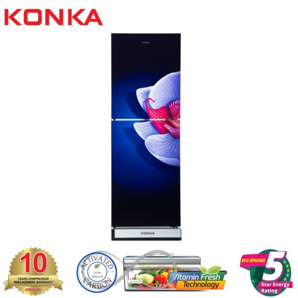 KONKA Refrigerator-KRB-307VB-3D Blue Iris, Bottom Freezer (307 LTR)