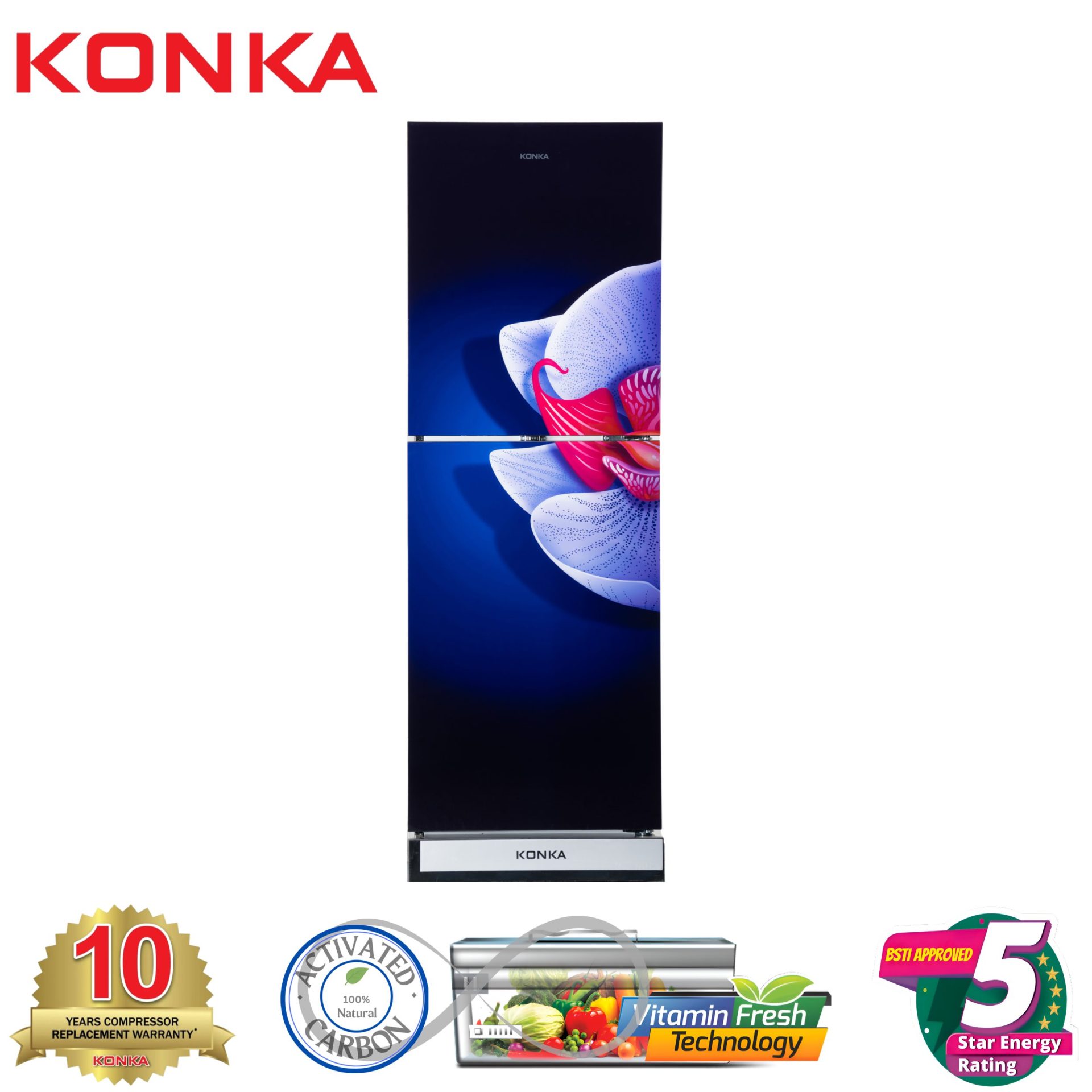 KONKA Refrigerator-KRB-307VB-3D Blue Iris, Bottom Freezer (307 LTR) KONKA Refrigerator-KRB-307VB-3D Blue Iris, Bottom Freezer (307 LTR)