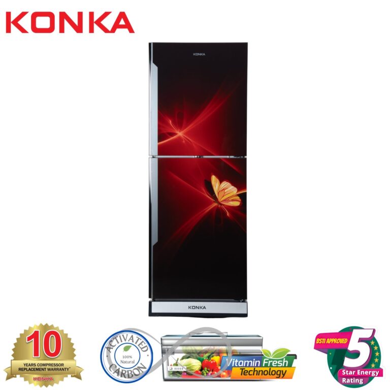 KONKA Refrigerator-KRB-307VB-3D Red Butterfly, Bottom Freezer (307 LTR)