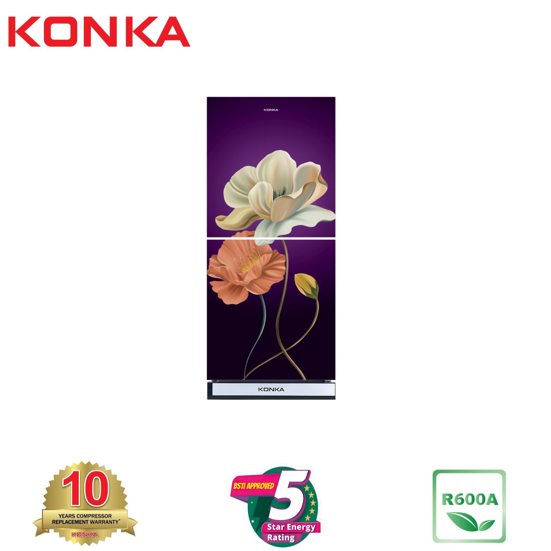 KONKA Refrigerator-KRT-165GB-3D Purple Magnolia Upper Freezer (165 Ltr) KONKA Refrigerator-KRT-165GB-3D Purple Magnolia Upper Freezer (165 Ltr)