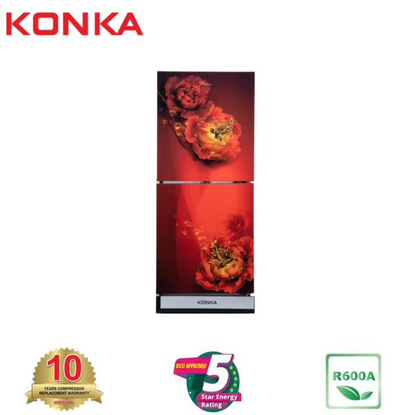 KONKA Refrigerator-KRT-165GB-Red Peony-2-Door, Upper Freezer (165 Ltr)