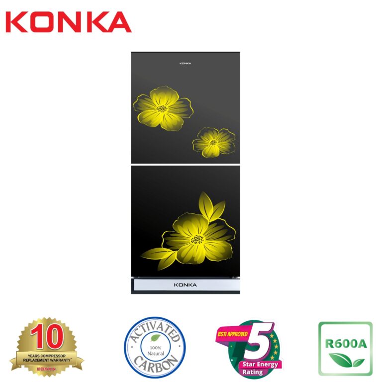 KONKA Refrigerator-KRT-200GB Glass Mirror-2-Door, Upper Freezer (200 Ltr)