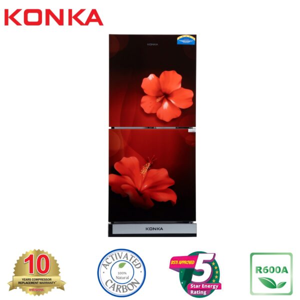 KONKA Refrigerator-KRT-200GB-Red China Rose-2-Door, Upper Freezer (200 Ltr)