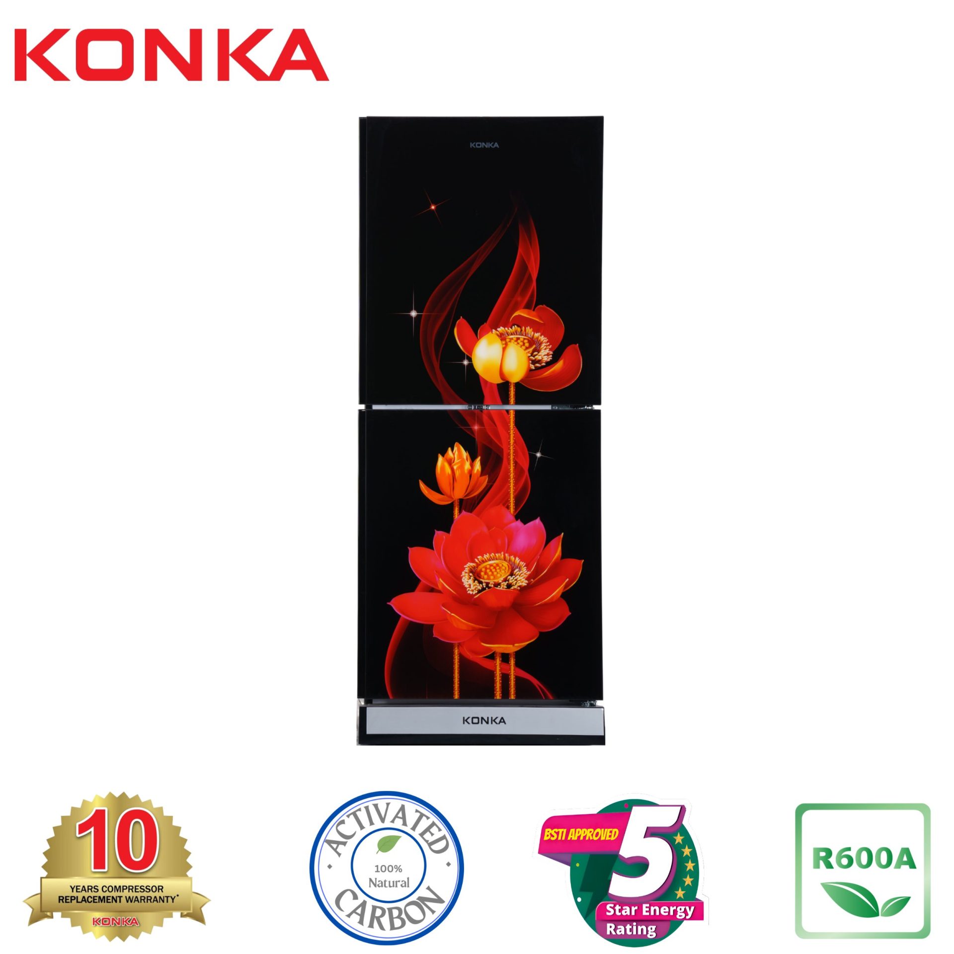 KONKA Refrigerator-KRT-200GB-Red Lotus-2-Door, Upper Freezer (200 Ltr) KONKA Refrigerator-KRT-200GB-Red Lotus-2-Door, Upper Freezer (200 Ltr)