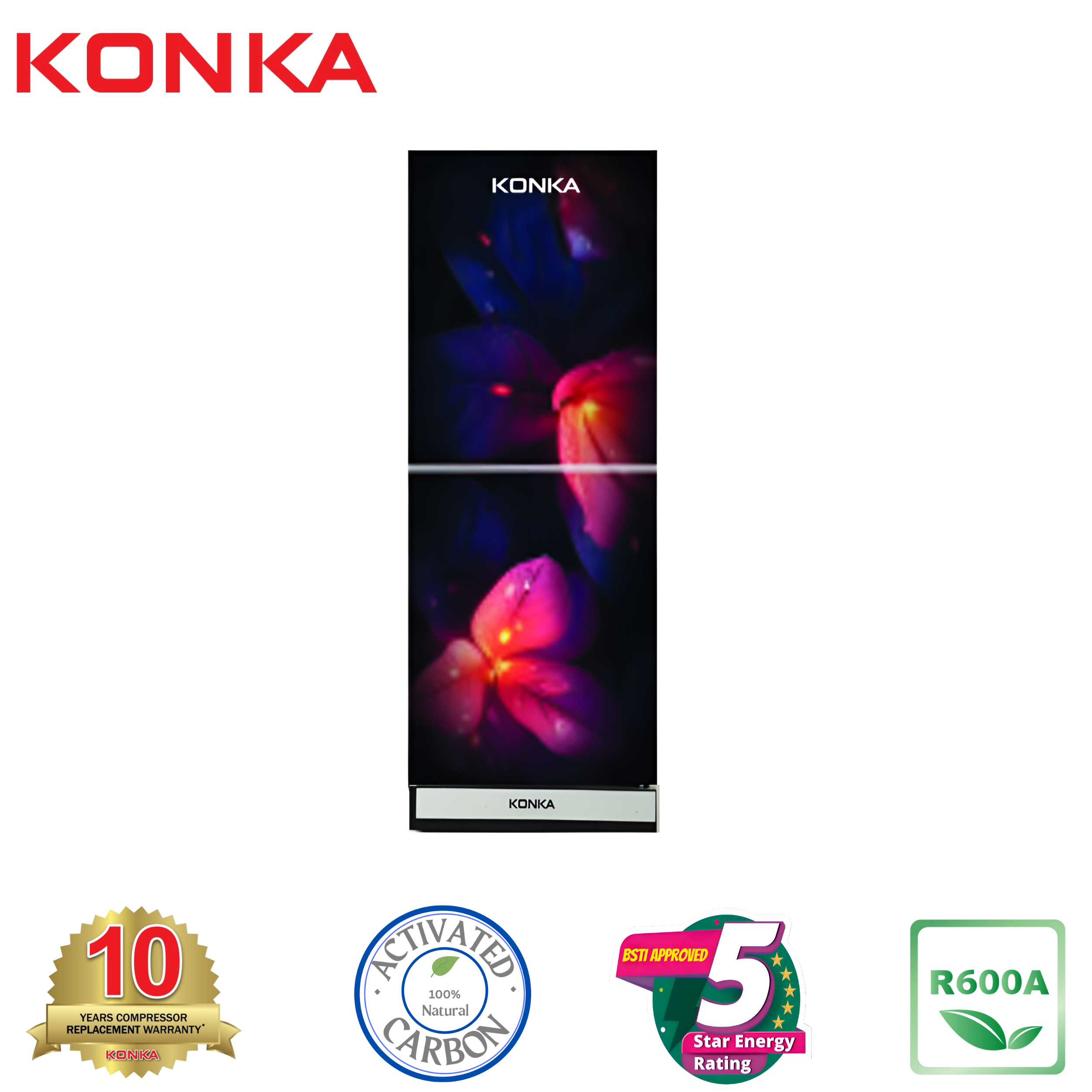 KONKA Refrigerator-KRT-240GB-2-Door, Upper Freezer (240 Ltr) Light Dark with Leaves KONKA Refrigerator-KRT-240GB-2-Door, Upper Freezer (240 Ltr) Light Dark with Leaves