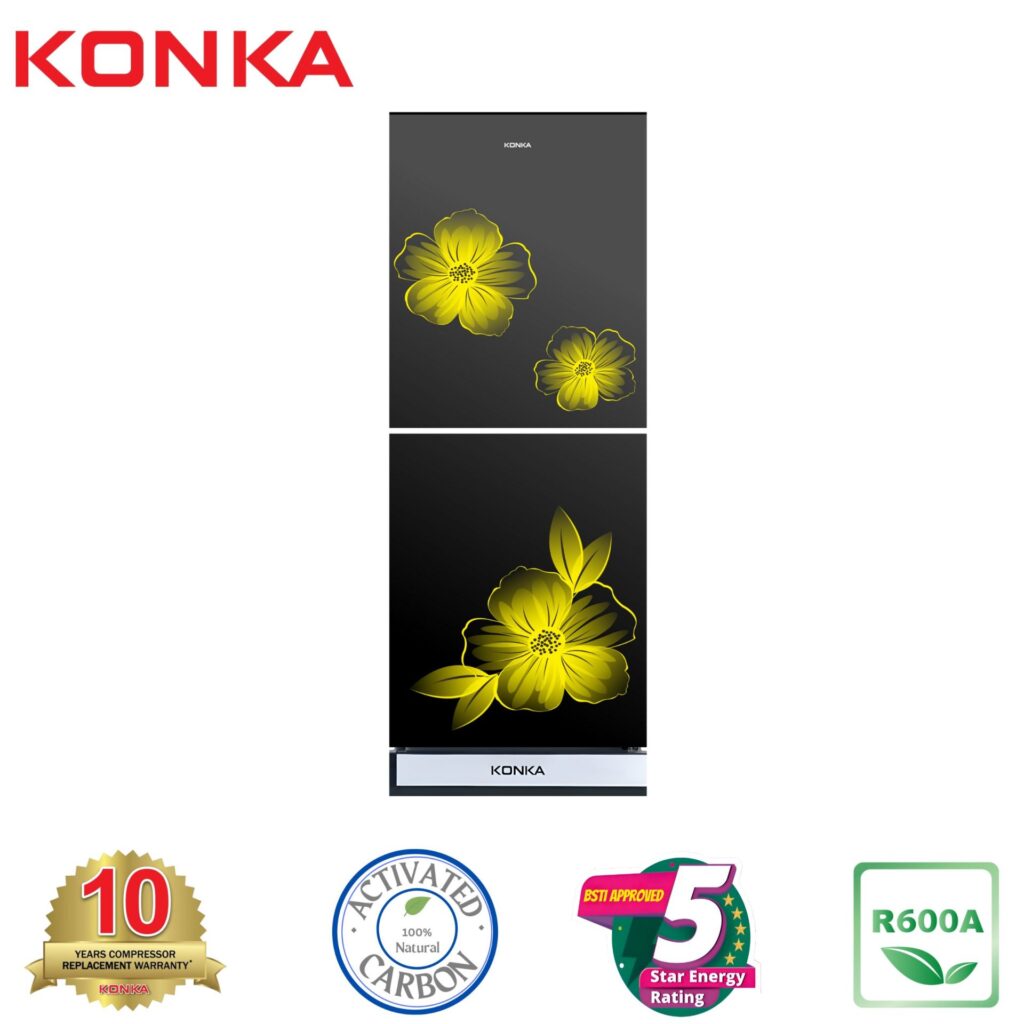 KONKA Refrigerator-KRT-240GB-Glass Mirror-2-Door, Upper Freezer (240 Ltr)