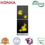 KONKA Refrigerator-KRT-282EIGB-Glass Mirror, Upper Freezer, Electronics Control, Digital Display with Inverter Technology (282 LTR)