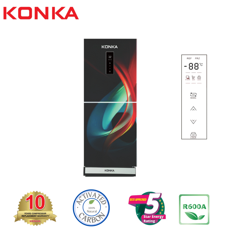 KONKA Refrigerator-KRT-315EGB-Light Dark with Shade, Upper Freezer, Digital Display (315 LTR)