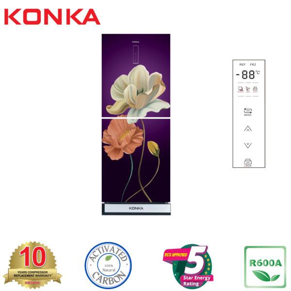 KONKA Refrigerator-KRT-315EGB-Purple Magnolia, Upper Freezer, Digital Display (315 LTR)