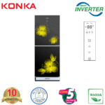 KONKA Refrigerator-KRT-315EIGB-Yellow Glass Mirror, Upper Freezer, Digital Display with Inverter (315 LTR)