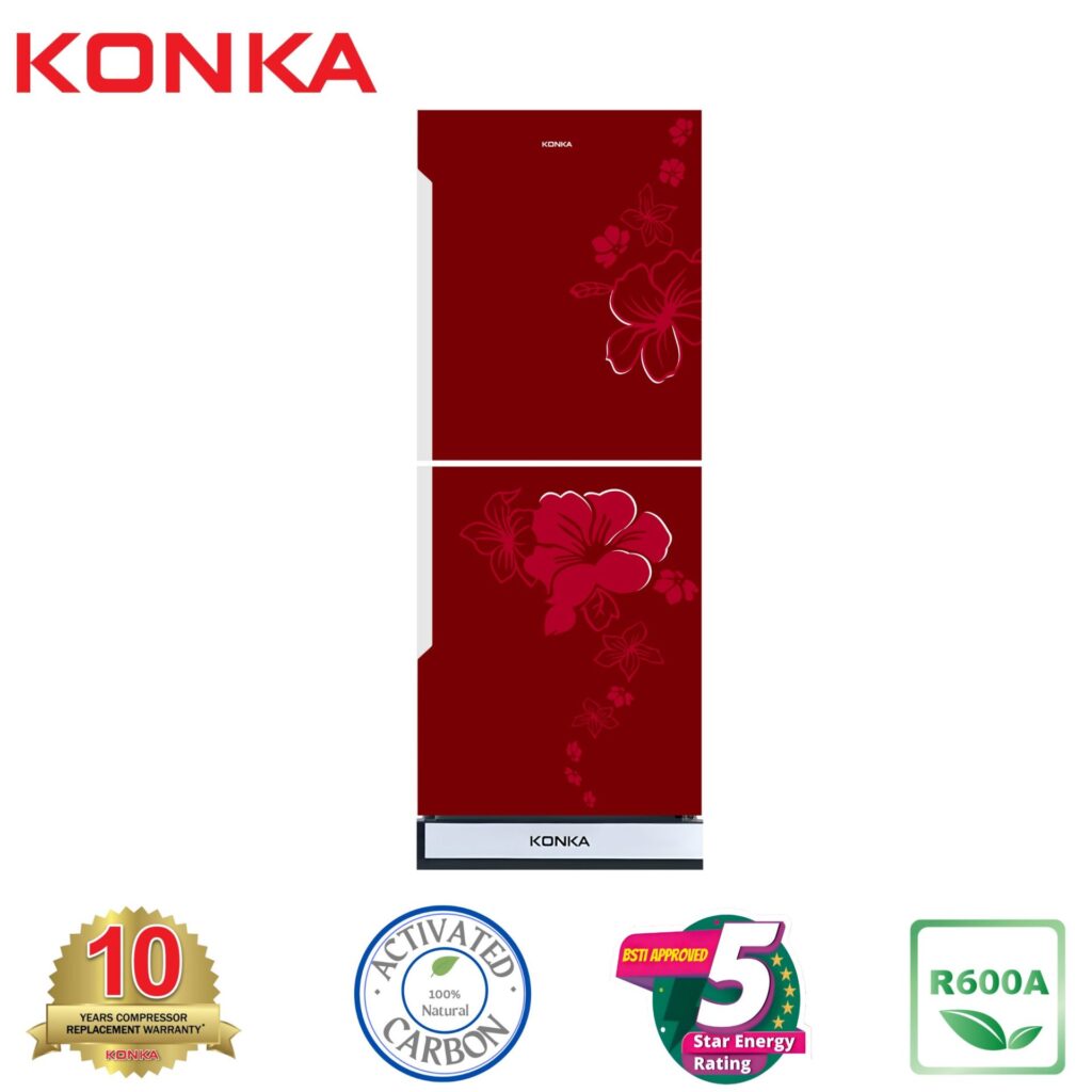 KONKA Refrigerator-KRT-315GB-Red, Upper Freezer(315 LTR)