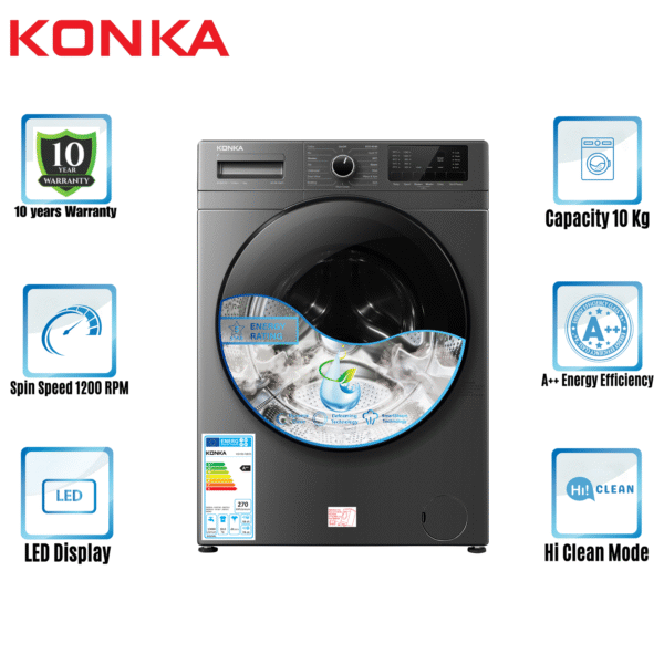 KONKA Washing Machine KG100-12B13 (10.0 KG) Front Loading Inverter